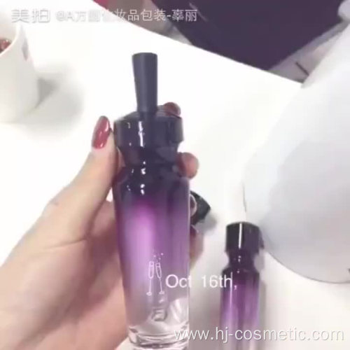 Wholesale High-grade mushroom shape Gradient purple cosmetics electroplating glass bottle/jars with good price